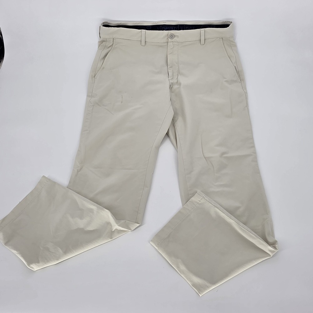 Vineyard Vines Pants Men 34x30 Performance Stretch Lite Khaki Beige Golf Busines